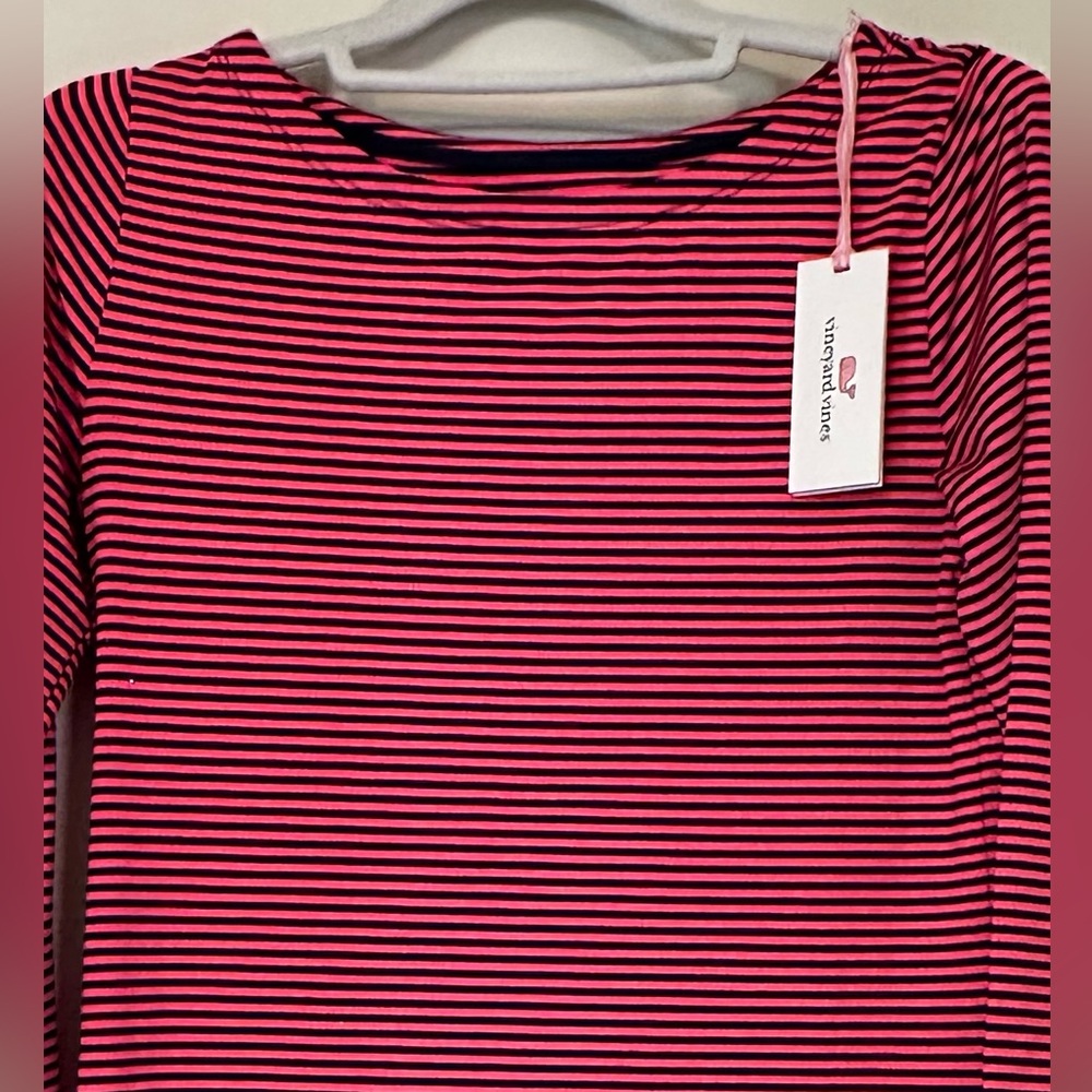 New With Tags Vineyard Vines Sankaty Striped Shift Dress in Blue/Pink, Sz XS